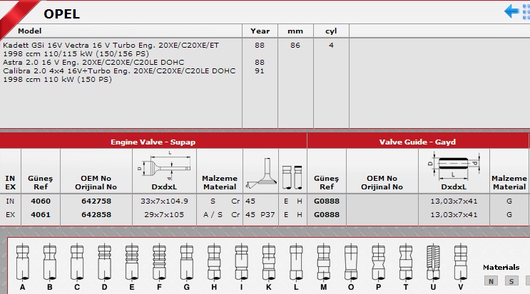 SİBOP%20TAKIMI%204060%204061%20IN-8%20EX-8%20VECTRA%202.0%20DOHC%2016V%20TURBO