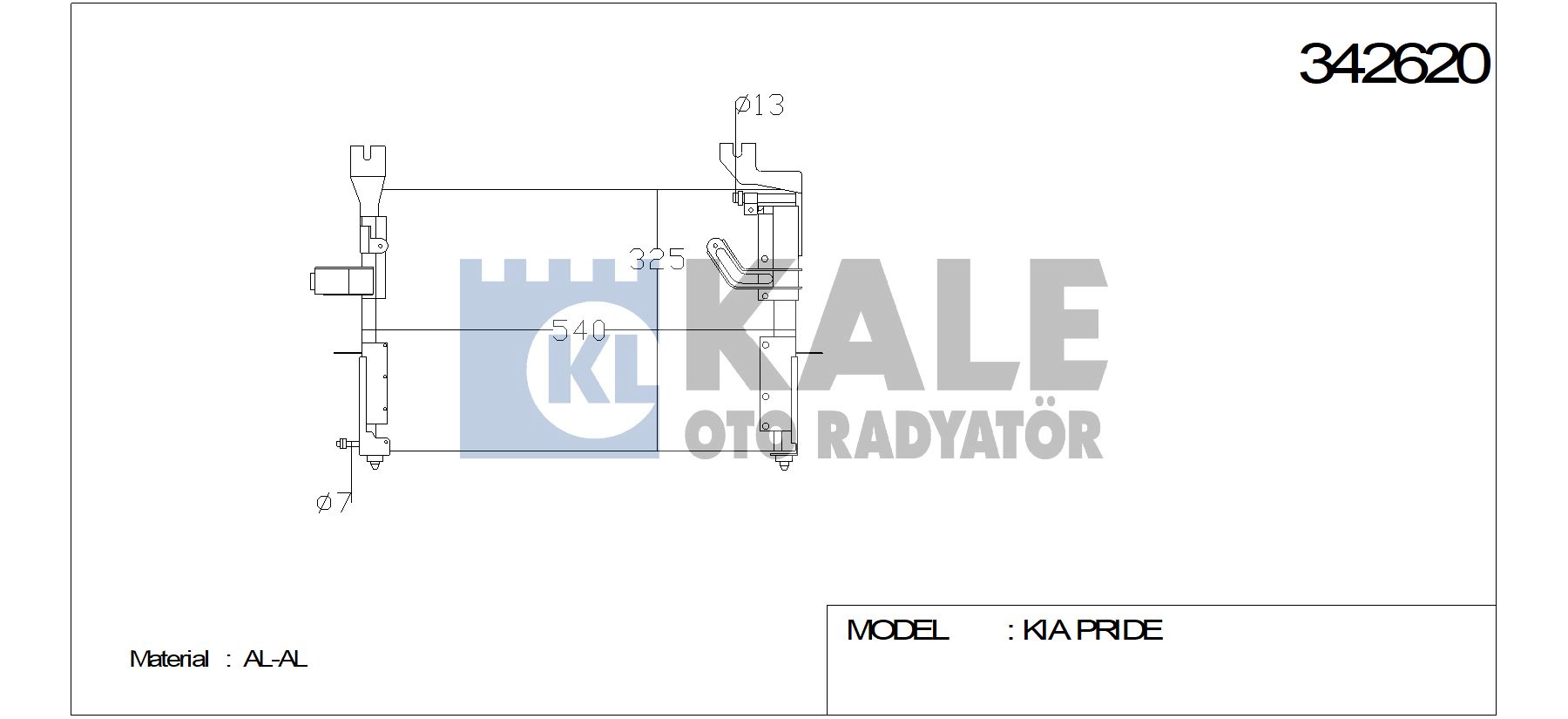 KLİMA%20RADYATÖRÜ%20342620%20PRIDE%201.3 16V%2010.96%20(KURUTUCU%20İLE)