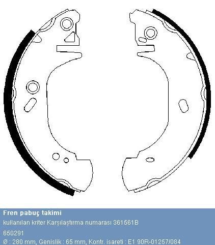 PABUÇLU BALATA 361561B T15 TRANSİT