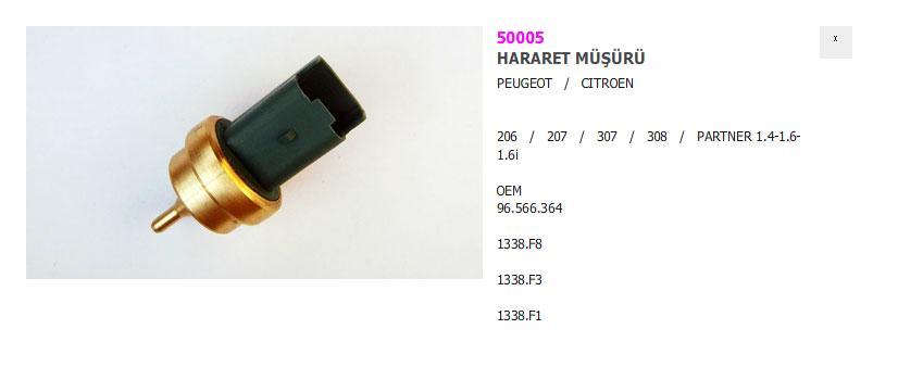 Peugeot 206 207 307 Partner Yeşil Hararet Müşürü