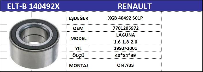 AKS BİLYASI ÖN B140492X LAGUNA-II ABSLİ