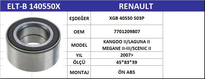 AKS BİLYASI ÖN XGB40550S03P CLIO-II LAGUNA-II KANGO-II ABSLİ