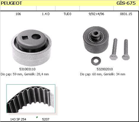 GİS-675 Triger Seti Peugeot 106 1.4D