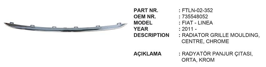 IKMZ-FTLN-02-352 Nikelajlı Uzun Panjur Çıtası Fiat Linea