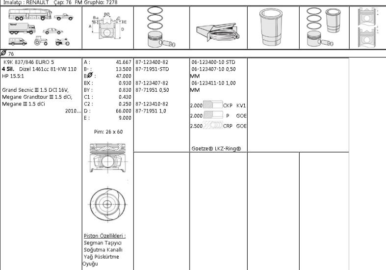 ISS-61234111G Motor Segmanı Renault Megane III