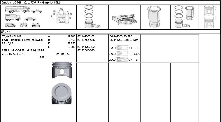 ISS-61442075G Motor Segmanı Opel Astra, Opel Corsa