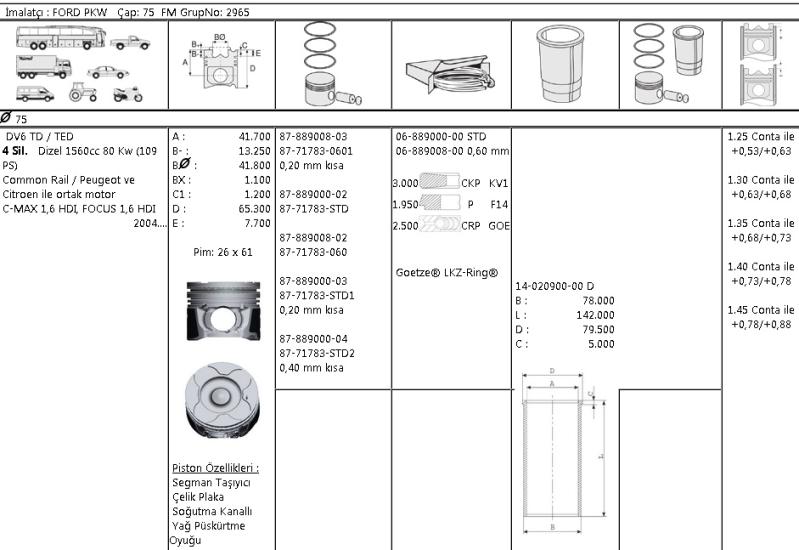 ISS-68890000G Motor Segmanı Ford Focus, Peugeot 307 1.6 HDI