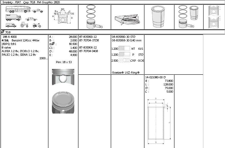 ISS-877070404000BG Piston Segmanı Fiat Palio