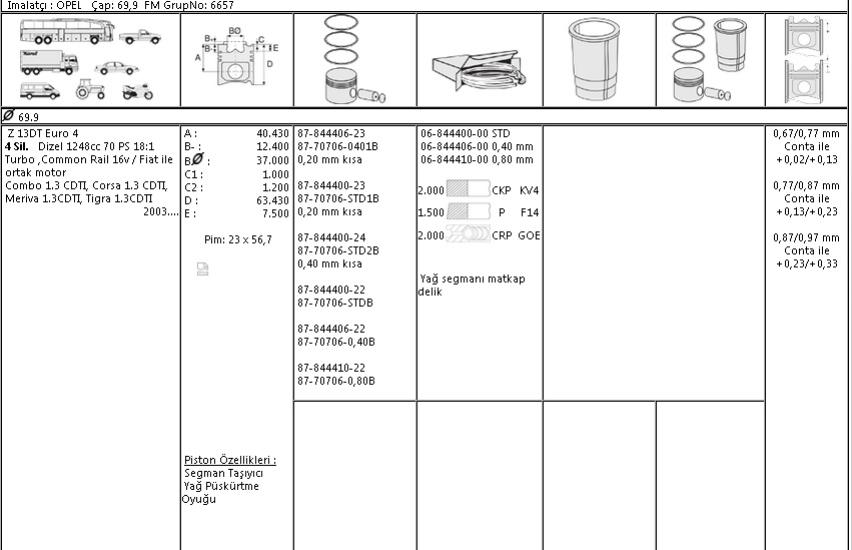 ISS-877070608000BG Piston Segmanı Fiat Doblo