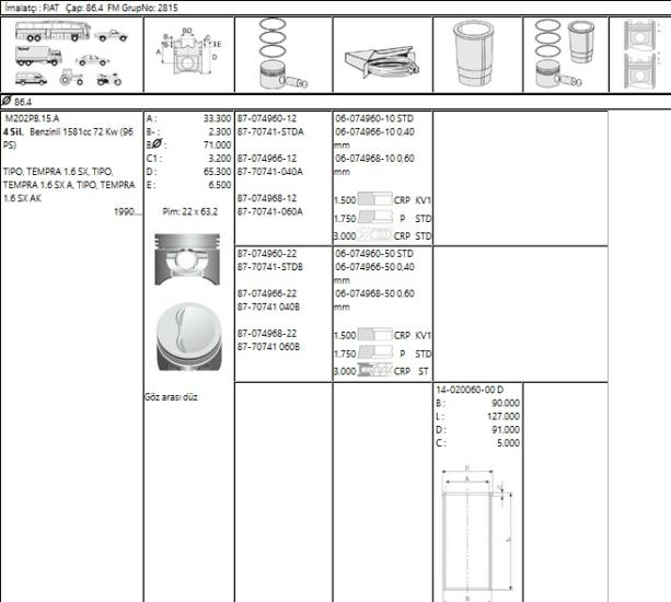 ISS-8770741STD00AG Piston Segmanı Fiat Tempra
