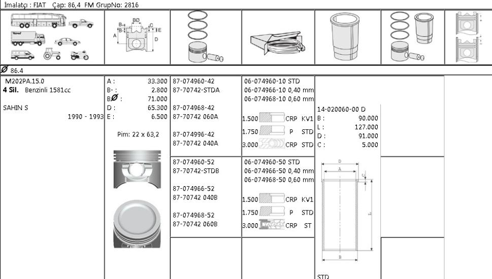 ISS-877074206000AG Piston Segmanı Tofaş Şahin S