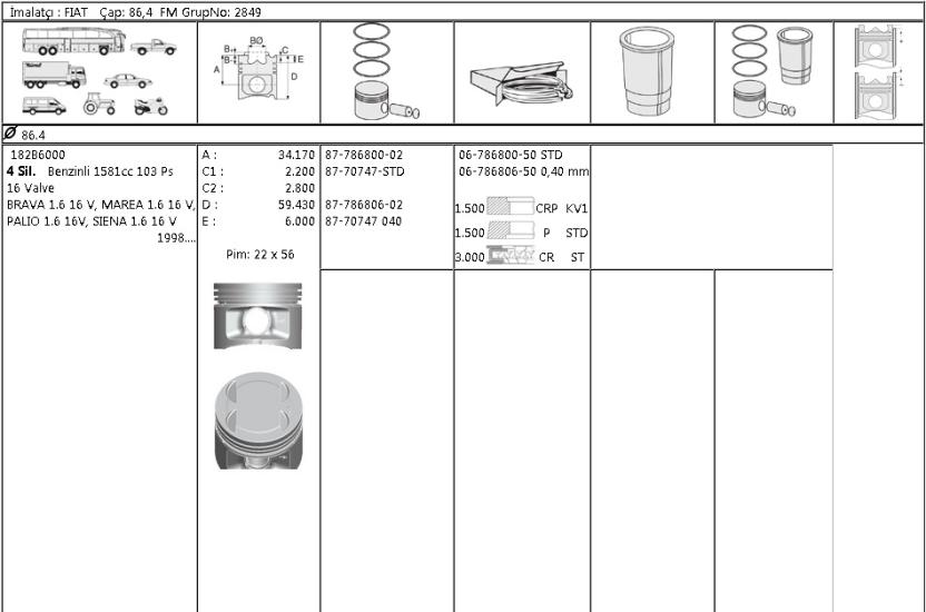 ISS-8770747040000G Piston Segmanı Fiat Palio