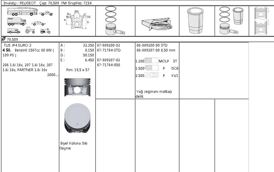 ISS-8771784050000G Piston Segmanı Peugeot 307
