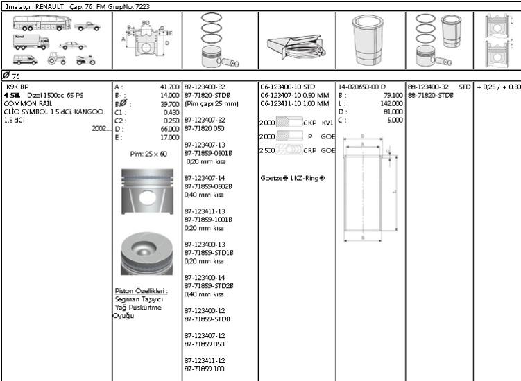 ISS-8771820STD00AG Piston Segmanı Renault Clio