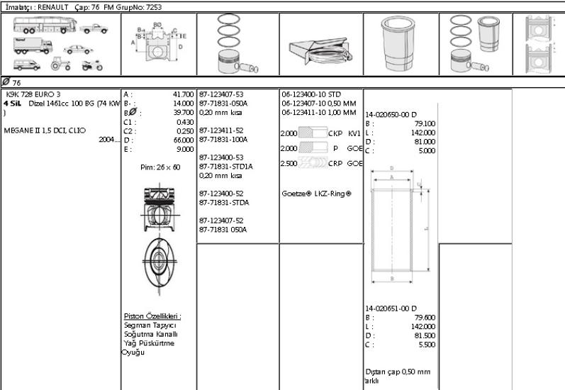 ISS-877183110000AG Piston Segmanı Renault Megane II