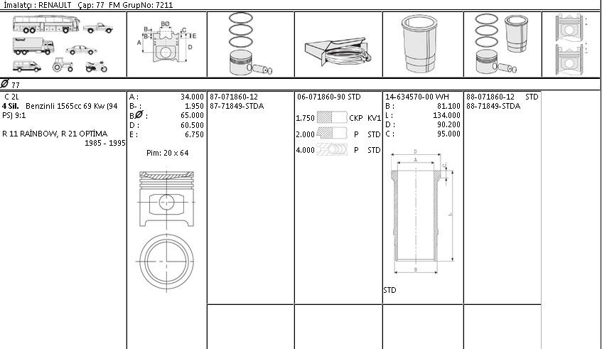 ISS-8771849STD00AG Piston Segmanı Renault 9 Optima