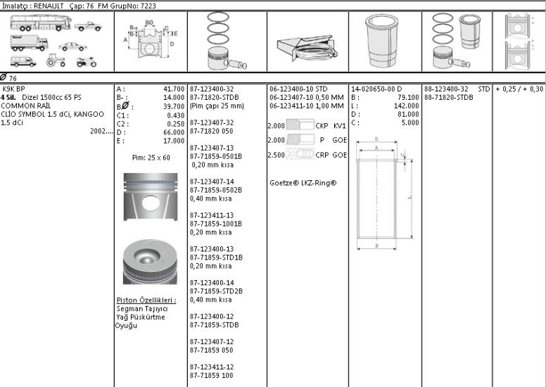 ISS-8771859STD10AG Piston Segmanı Renault Kangoo