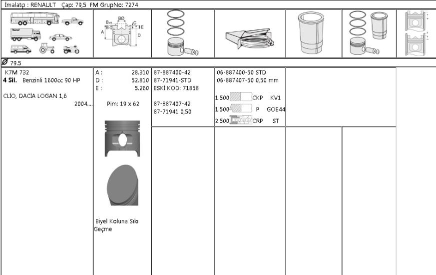 ISS-8771941050000G Piston Segmanı Renault Clio