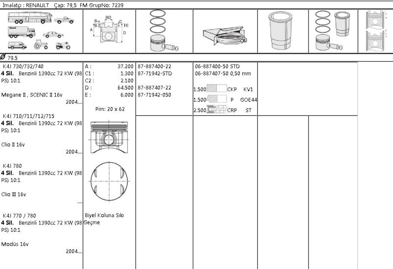 ISS-8771942050000G Piston Segmanı Renault Megane II