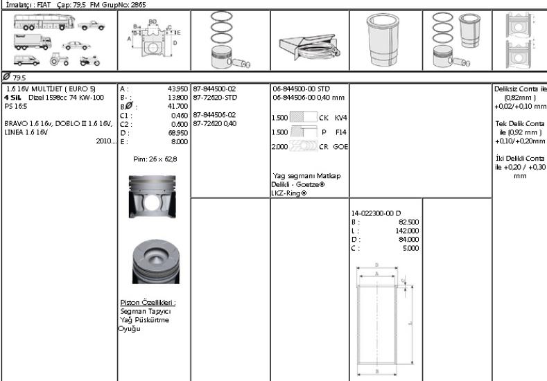 ISS-8772620STD000G Piston Segmanı Fiat Doblo