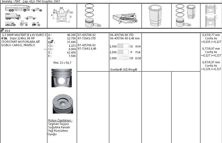 ISS-8772661040000G Piston Segmanı Fiat Doblo