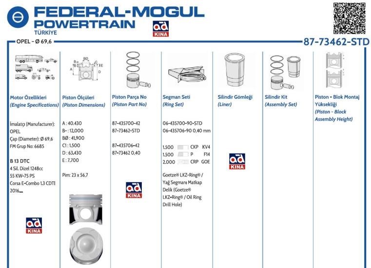 ISS-8773462STD000G Piston Segmanı Fiat Egea