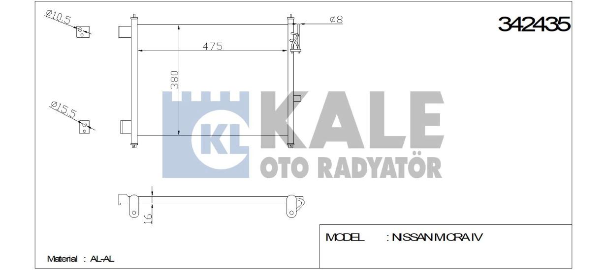 KALE-342435 Klima Radyatörü Nissan Micra 1.2