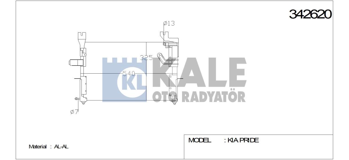 KALE-342620 Klima Radyatörü Kia Pride 1.3 16V