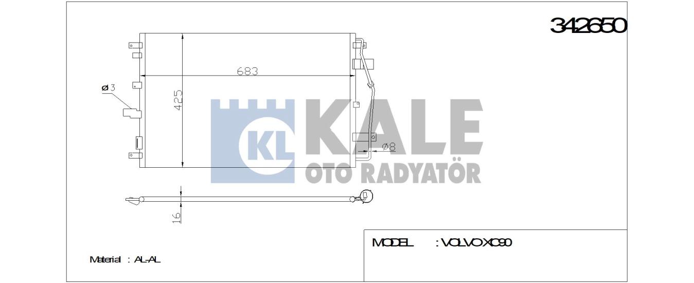 KALE-342650 Klima Radyatörü Volvo XC90