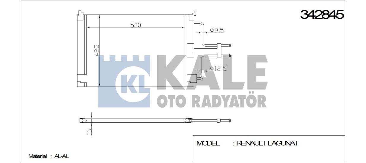 KALE-342845 Klima Radyatörü Renault Laguna I