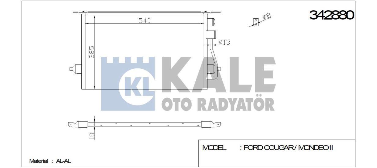 KALE-342880 Klima Radyatörü Ford Mondeo