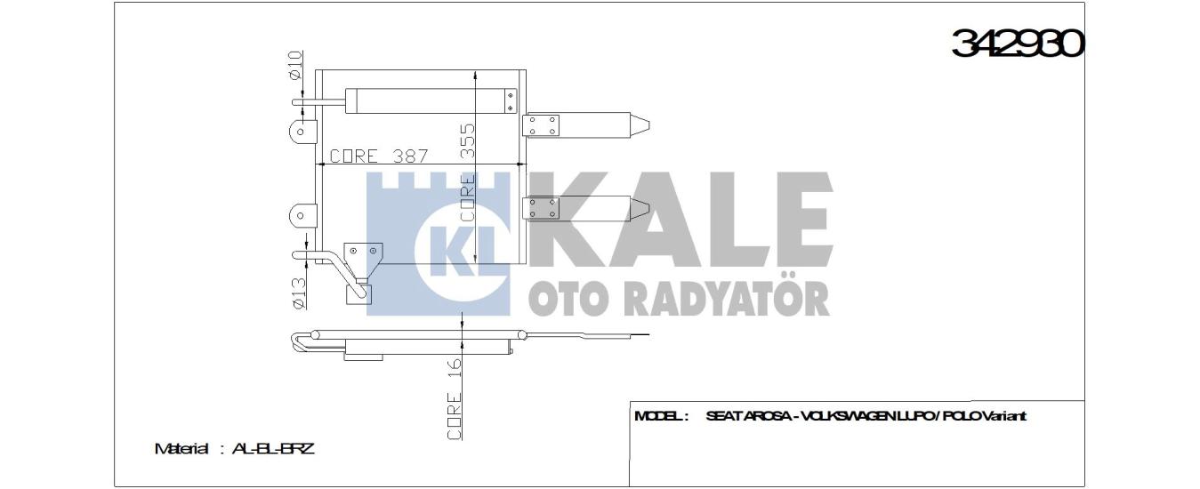 KALE-342930 Klima Radyatörü Volkswagen Polo