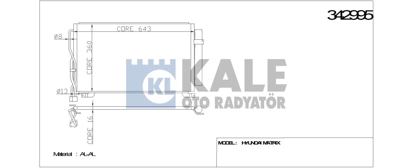 KALE-342995 Klima Radyatörü Hyundai Matrix