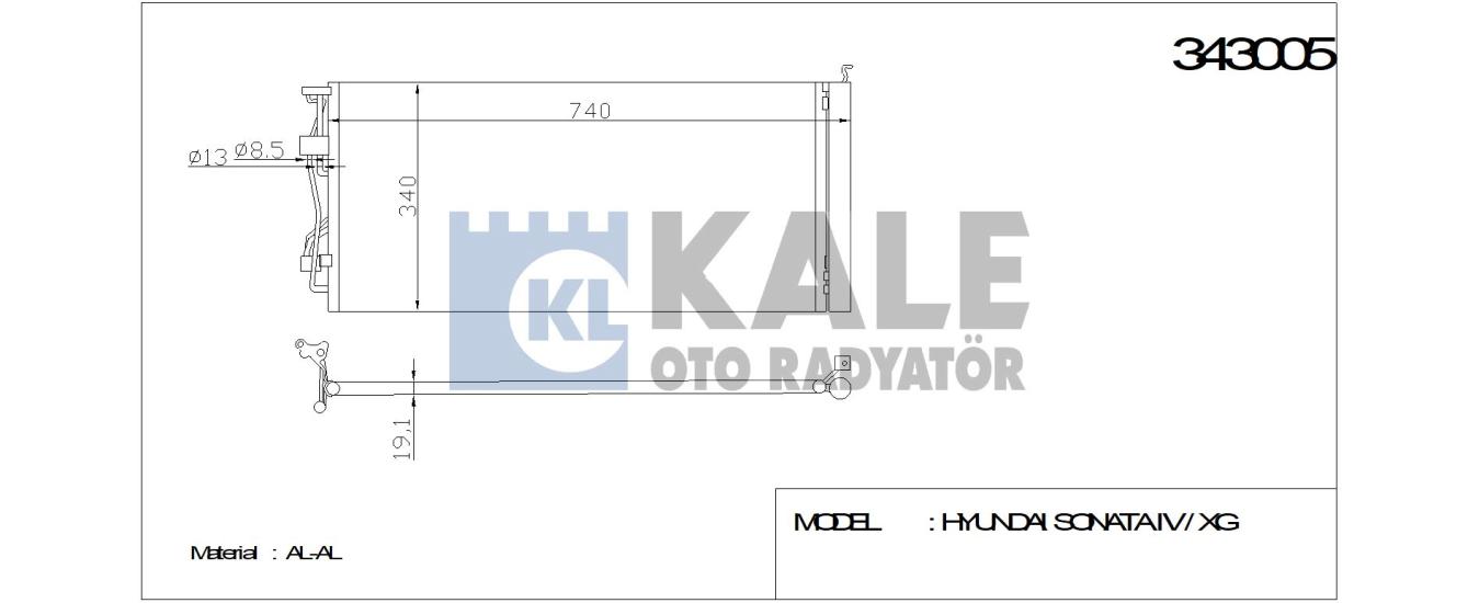 KALE-343005 Klima Radyatörü Hyundai Sonata