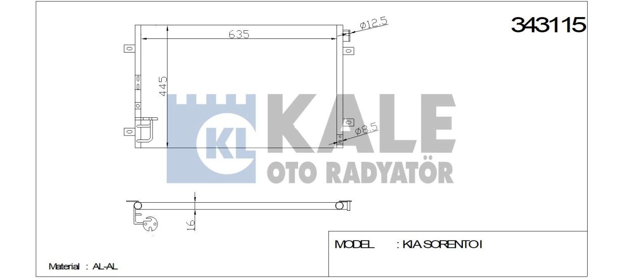 KALE-343115 Klima Radyatörü Kia Sorento I JC