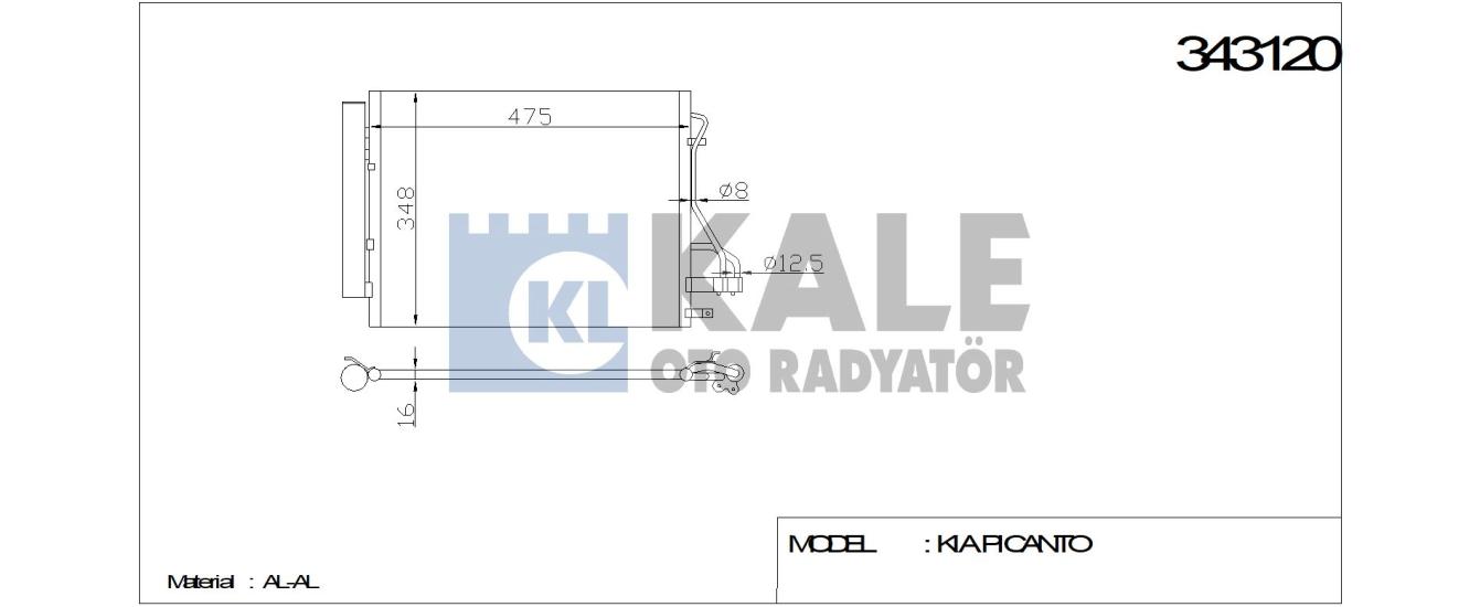 KALE-343120 Klima Radyatörü Kia Picanto 1.0, 1.2