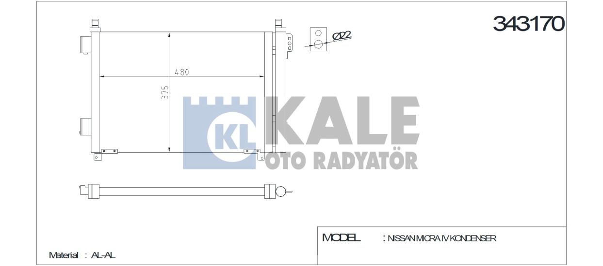 KALE-343170 Klima Radyatörü Nissan Micra 1.2