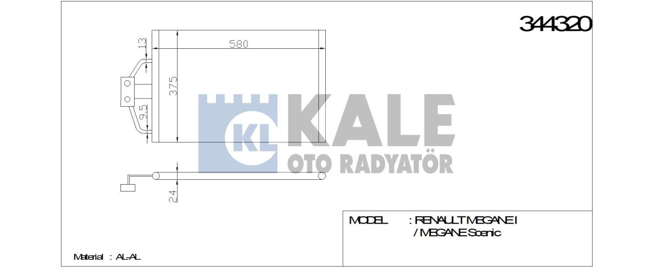 KALE-344320 Klima Radyatörü Renault Megane I 1.4