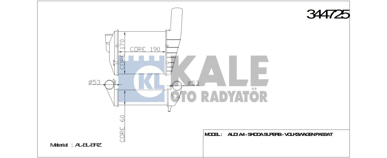 KALE-344725 Turbo Radyatörü Volkswagen Passat
