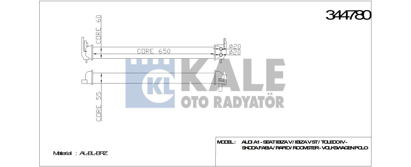 KALE-344780 Turbo Radyatörü Volkswagen Polo