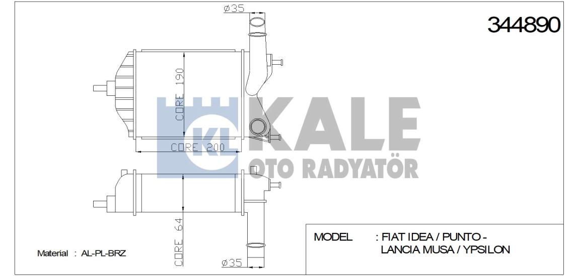 KALE-344890 Turbo Radyatörü Fiat Punto