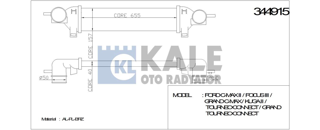 KALE-344915 Turbo Radyatörü Ford Focus III