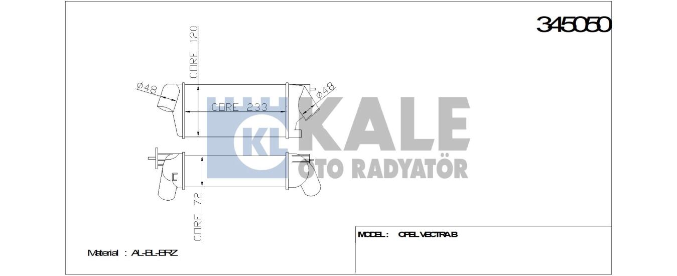 KALE-345050 Turbo Radyatörü Opel Vectra 2.0, 2.2