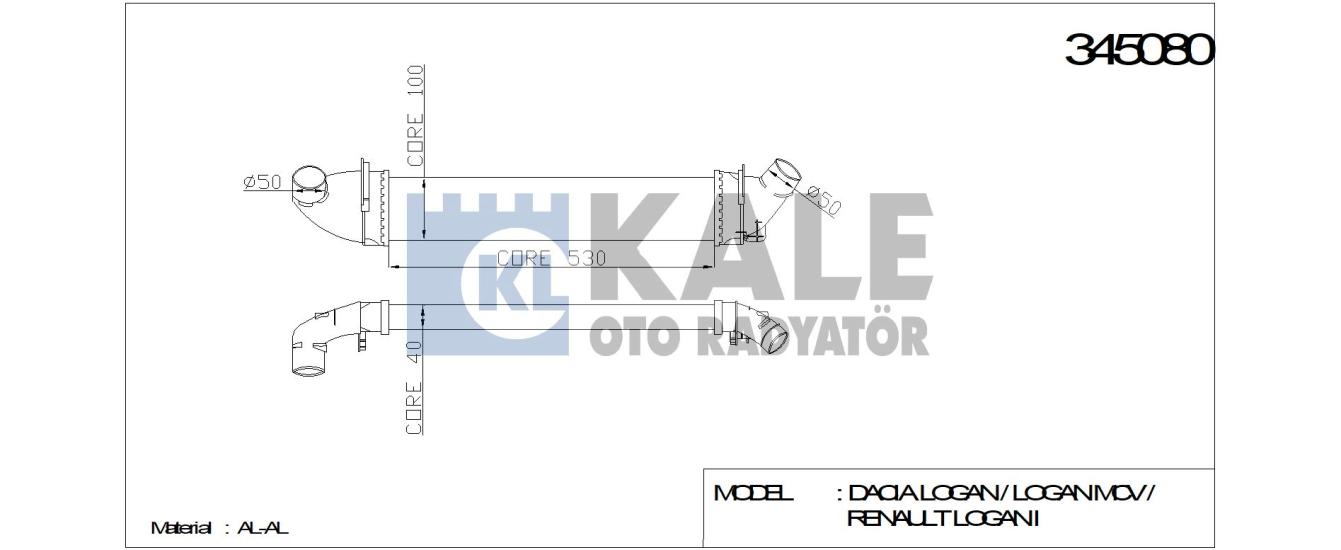 KALE-345080 Turbo Radyatörü Dacia Logan MCV