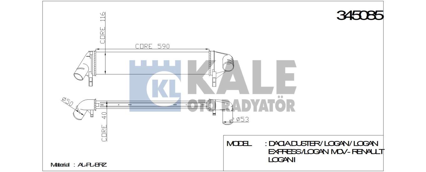 KALE-345085 Turbo Radyatörü Dacia Duster