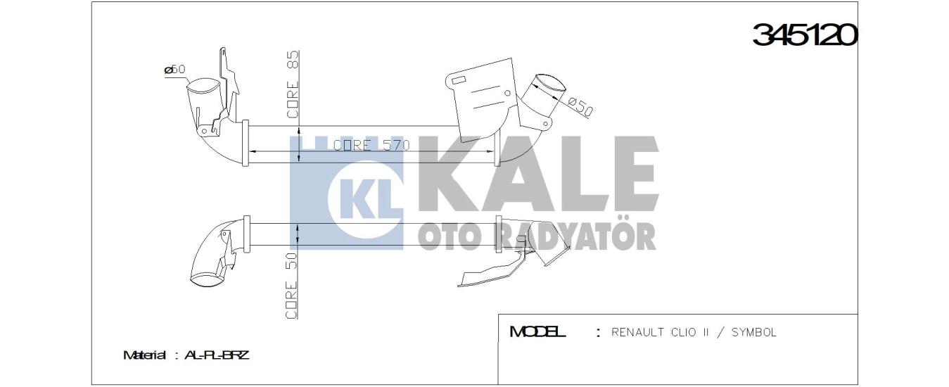 KALE-345120 Turbo Radyatörü Renault Clio Symbol
