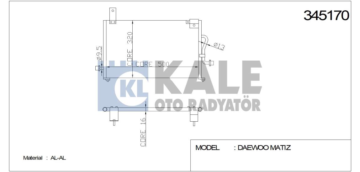 KALE-345170 Klima Radyatörü Chevrolet Matiz