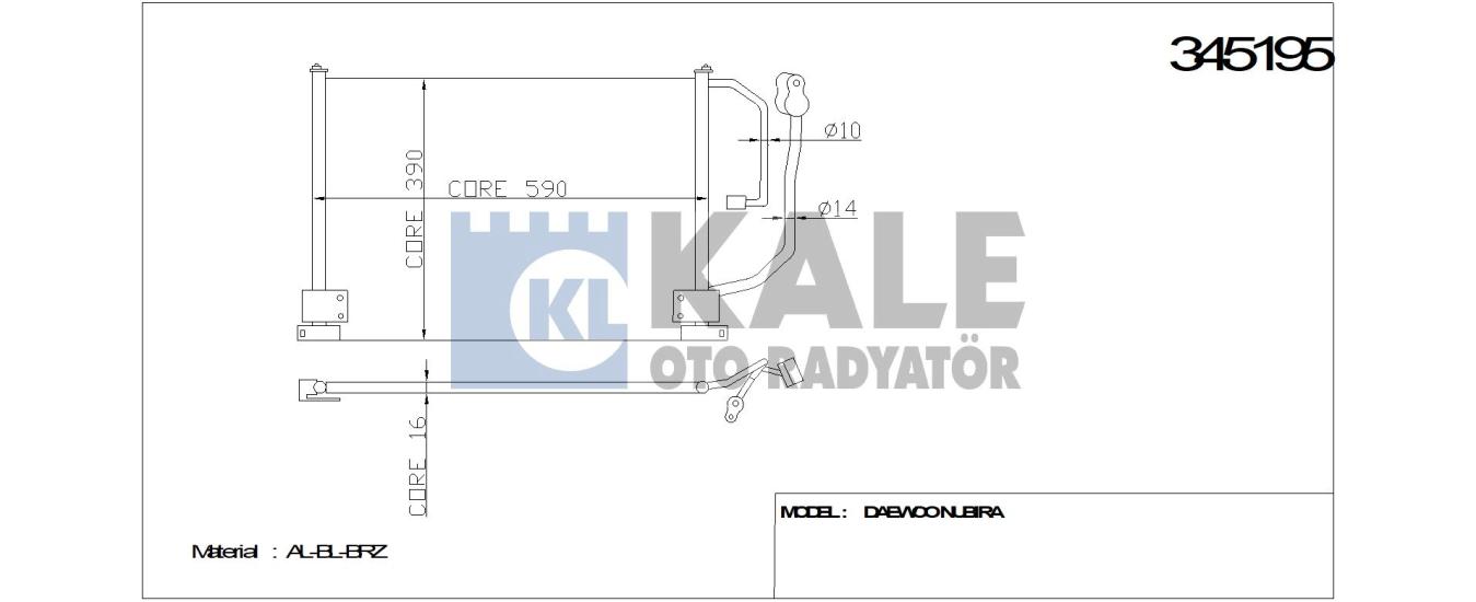KALE-345195 Klima Radyatörü Daewoo Lanos