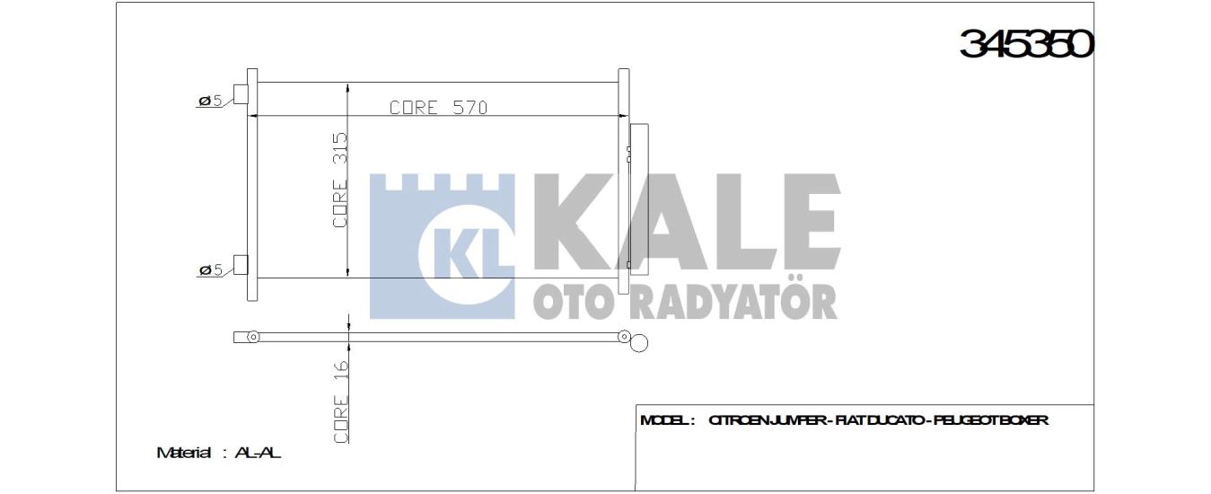 KALE-345350 Klima Radyatörü Citroen Jumper