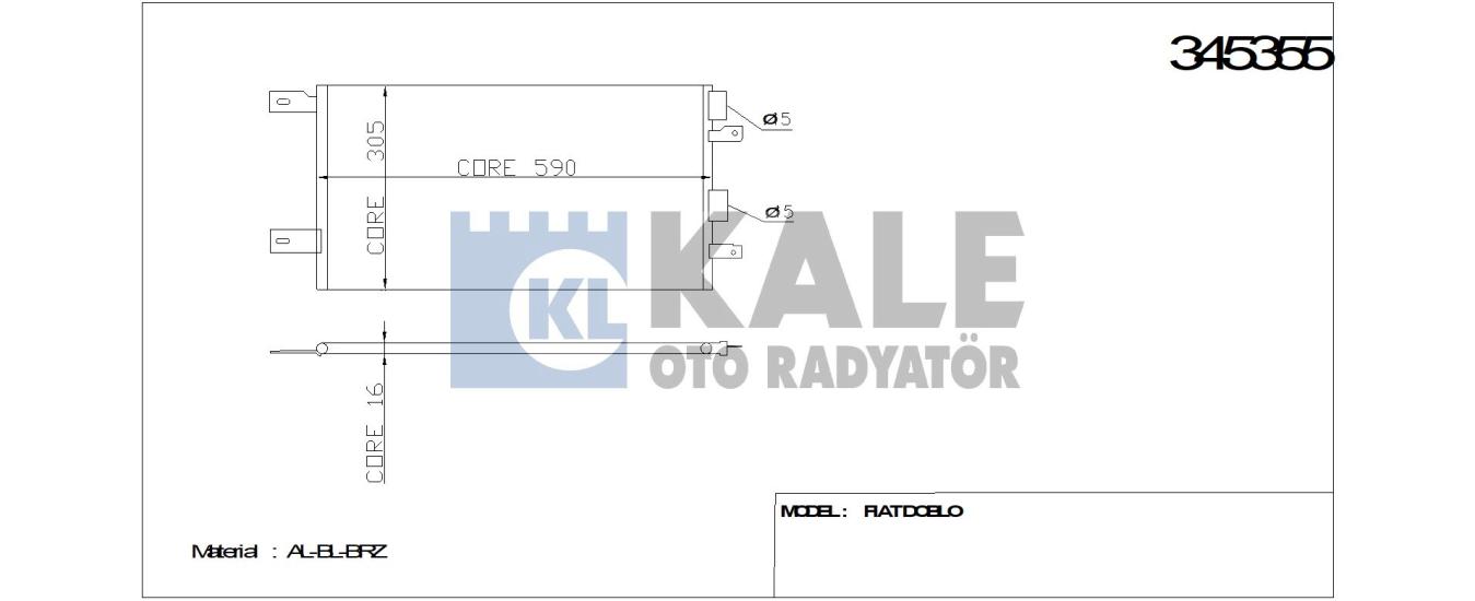 KALE-345355 Klima Radyatörü Fiat Doblo